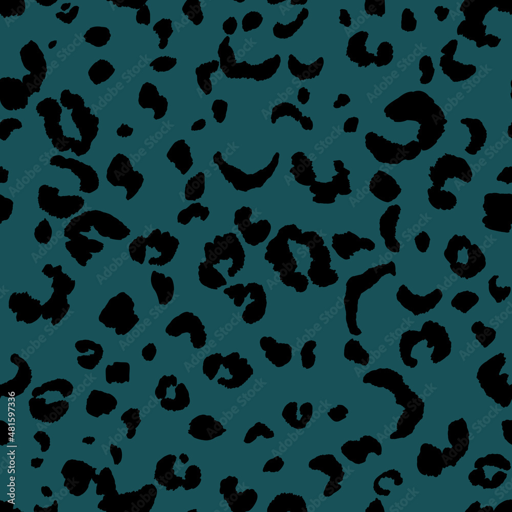 Abstract modern leopard seamless pattern. Animals trendy background. Blue and black decorative vector stock illustration for print, card, postcard, fabric, textile. Modern ornament of stylized skin Abstract modern leopard seamless pattern. Animals trendy background. Blue and black decorative vector stock illustration for print, card, postcard, fabric, textile. Modern ornament of stylized skin