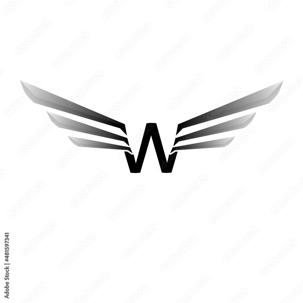 Creative Logo wings initials W