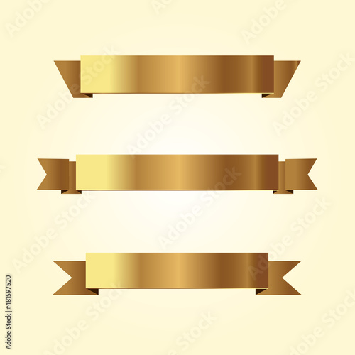 Set of golden ribbons vector. 