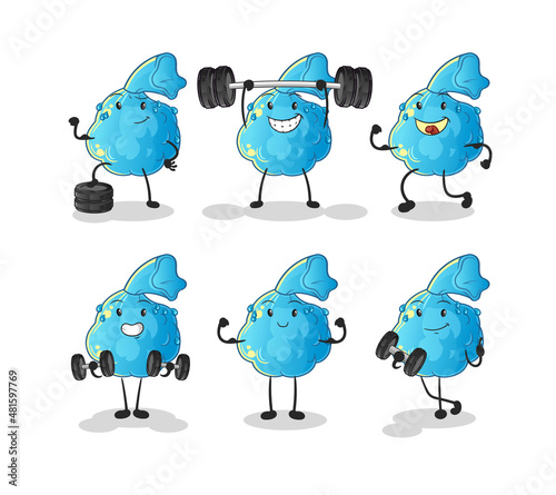 fever compress exercise set character. cartoon mascot vector