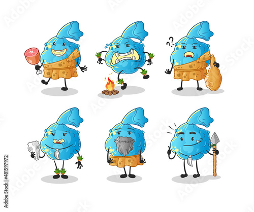 fever compress primitive man group character. mascot vector