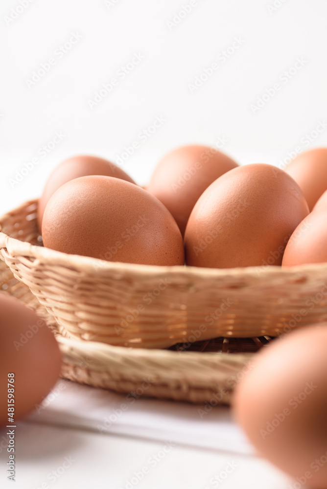 Fresh organic chicken eggs on white background. Fresh organic chicken eggs on white background.