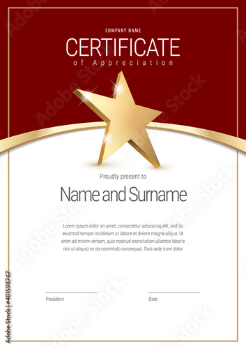 Certificate template. Diploma of modern design or gift certificate.