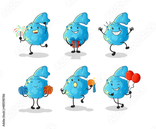fever compress celebration set character. cartoon mascot vector