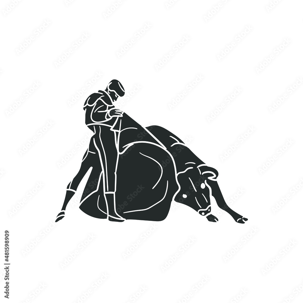Bullfighter Icon Silhouette Illustration. Spanish Traditional Vector ...