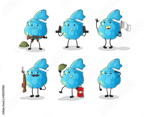 fever compress troops character. cartoon mascot vector