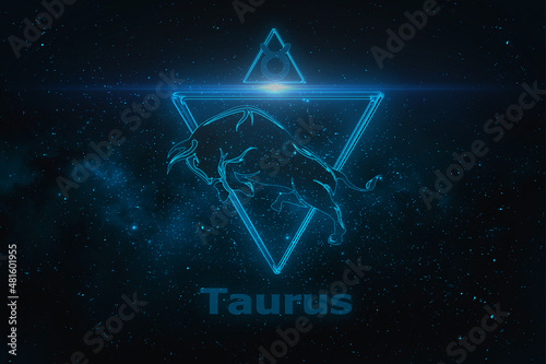 Zodiac sign Taurus on a background of the starry sky. photo