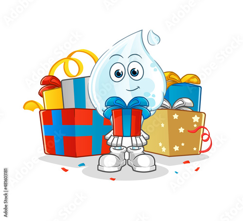 Wallpaper Mural milk drop give gifts mascot. cartoon vector Torontodigital.ca