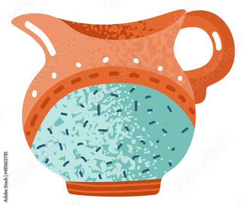 Milk creamer. Ceramic ewer vessel. Water jug