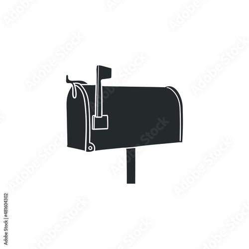 Mail Box Icon Silhouette Illustration. Communication Address Vector Graphic Pictogram Symbol Clip Art. Doodle Sketch Black Sign.