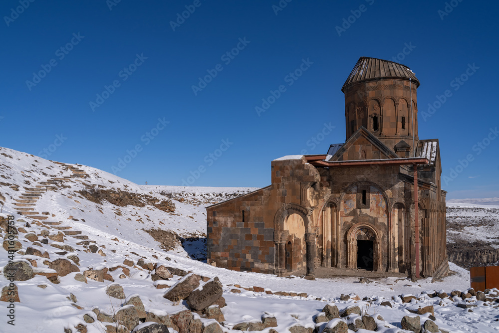 Tigran Church, Ani ruins in winter season. Kars, Turkey