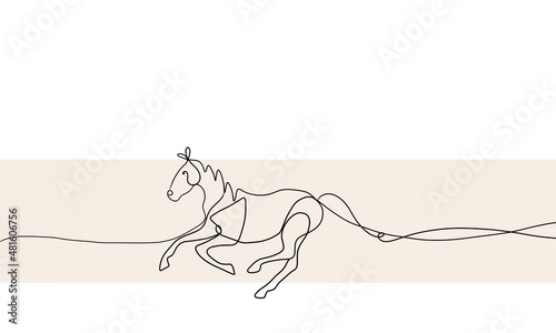 Horse continous line art drawing