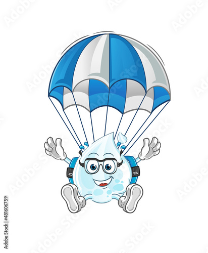 Fototapeta Naklejka Na Ścianę i Meble -  milk drop skydiving character. cartoon mascot vector