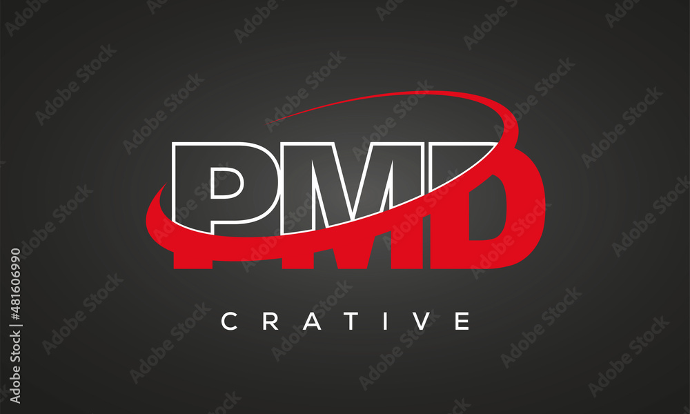 PMD creative letters logo with 360 symbol Logo design