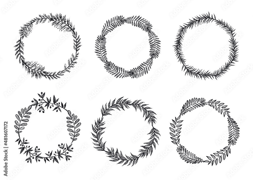 Floral frames hand drawn illustration. Floral frames hand drawn illustration.