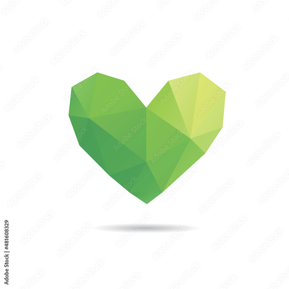 Heart shape green color abstract isolated on a white backgrounds, vector illustration Heart shape green color abstract isolated on a white backgrounds, vector illustration