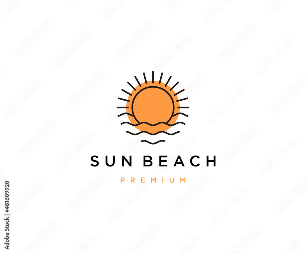Fototapeta premium Sun beach logo icon design template flat