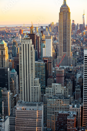 Aerial view of Manhattan skyscrapers, NYC, USA