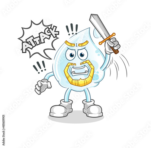 milk drop knights attack with sword. cartoon mascot vector