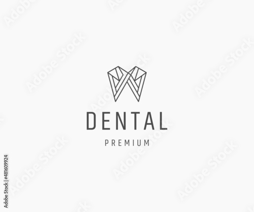 Dental line art logo icon design template vector