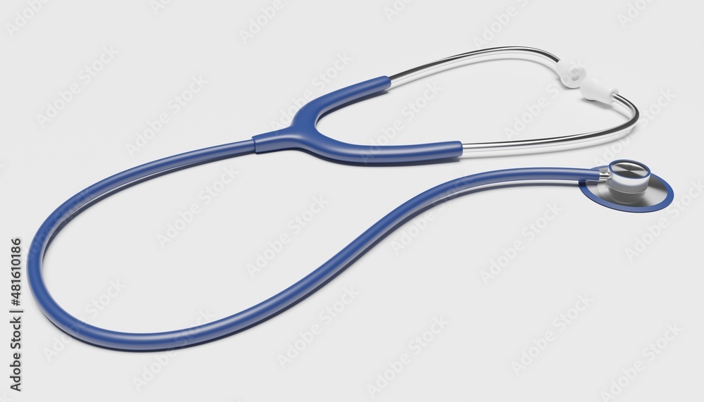 3D-Illustration of a blue stethoscope, cgi render image 3D-Illustration of a blue stethoscope, cgi render image