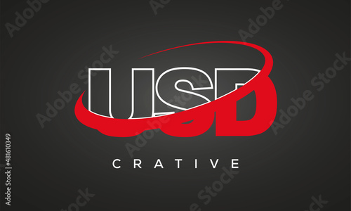 USD creative letters logo with 360 symbol Logo design