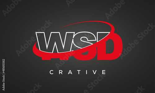 WSD creative letters logo with 360 symbol Logo design photo