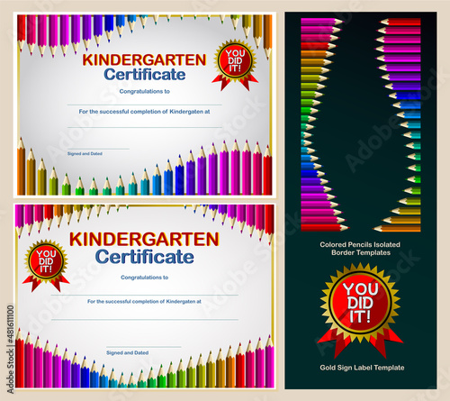 kindergarten certificate, kids Diploma certificate background design template