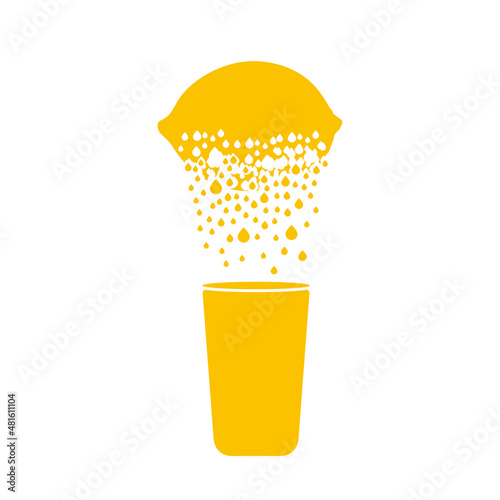 The lemon dissolves as liquid or juice and falls into the glass. Destruction effect. Diffusion
