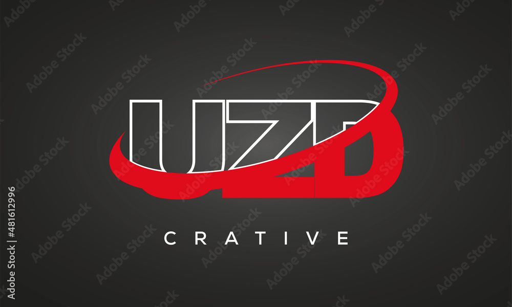 UZD creative letters logo with 360 symbol Logo design