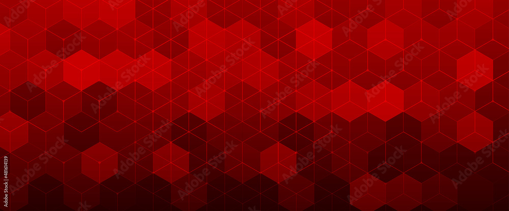 Abstract red background with hexagons shape pattern Stock Vector ...