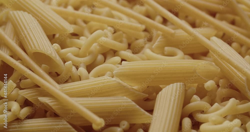 Dried Pasta Shapes Of Macaroni, Spaghetti And Penne Dried Pasta Shapes Of Macaroni, Spaghetti And Penne