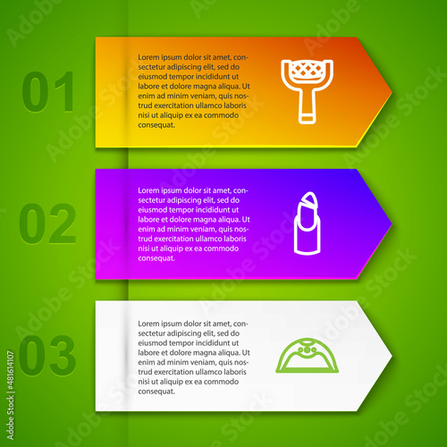 Set line Nail file, Broken nail and Manicure lamp. Business infographic template. Vector