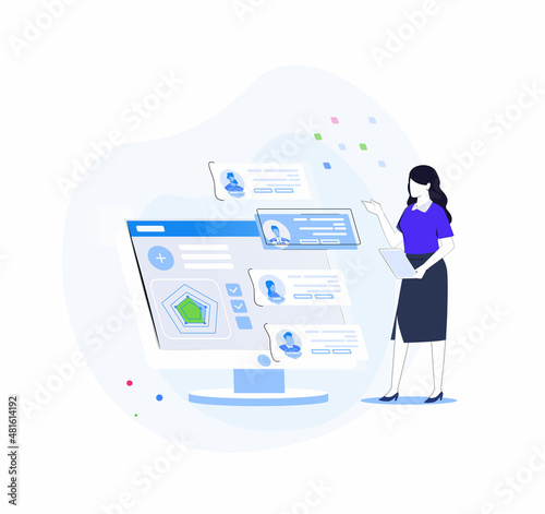 Recruitment concept for web page, banner, presentation. Job interview, recruitment agency vector illustration.