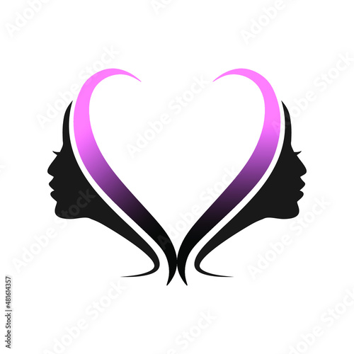 fashion or beauty logo with love