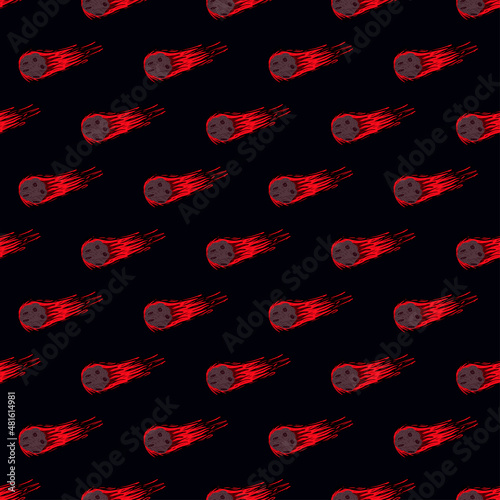 Meteor shower seamless pattern. Hand drawn comets fly background.