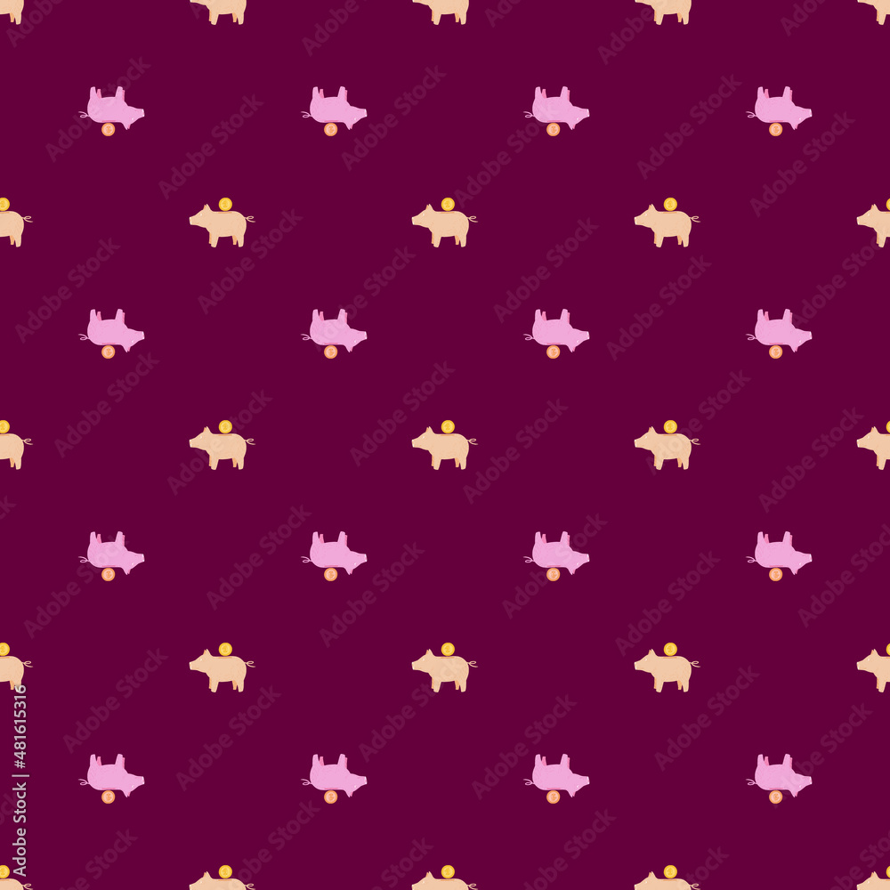 Piggy bank seamless pattern. Funny financial toy background. Piggy bank seamless pattern. Funny financial toy background.