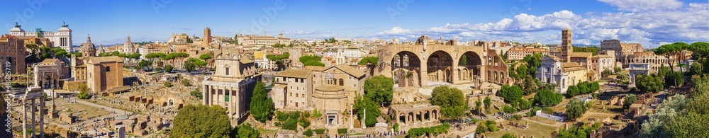  Roman ruins in Rome, Forum - a huge panorama with all sights