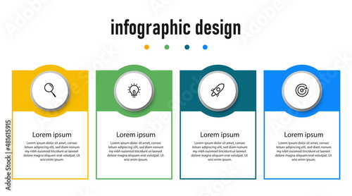 Infographic design for business concept. Can be used for info graphics, flow charts, presentations, web sites, banners, label template with icons. 4 options or steps.