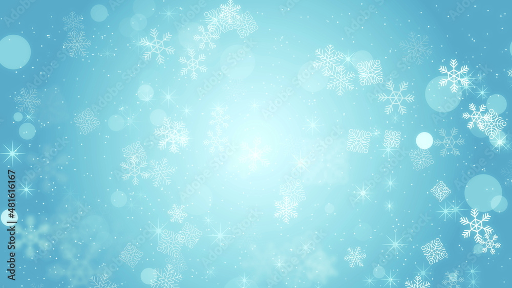 Abstract Blue Snow Flake Background