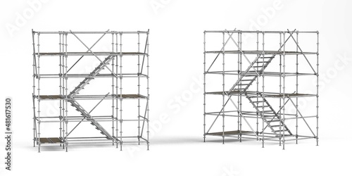 Fotomurale Scaffolding used in construction isolated on white background - 3d render