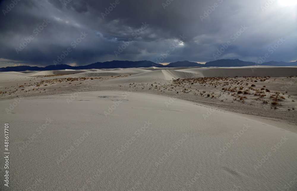 Wide view at white sands - White Sands National Park, New Mexico Wide view at white sands - White Sands National Park, New Mexico