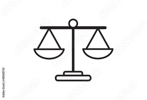 Law scale icon on white background. justice, attorney symbol. Vector illustration.