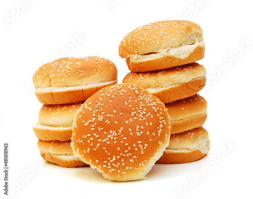 buns with sesame seeds on a white background 