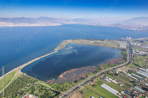 Flamingos seen at the Cakalburnu lagoon of Izmir City Forest Inciralti. photo