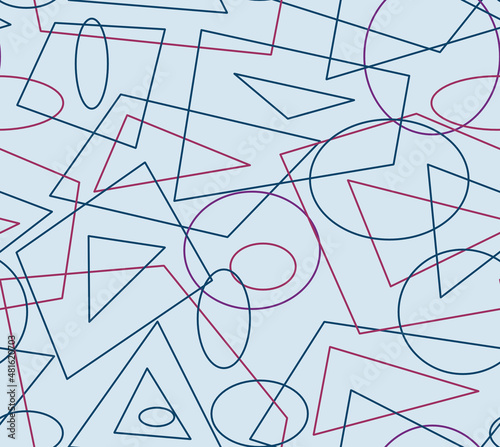 pattern with geometric abstract shapes on a blue background