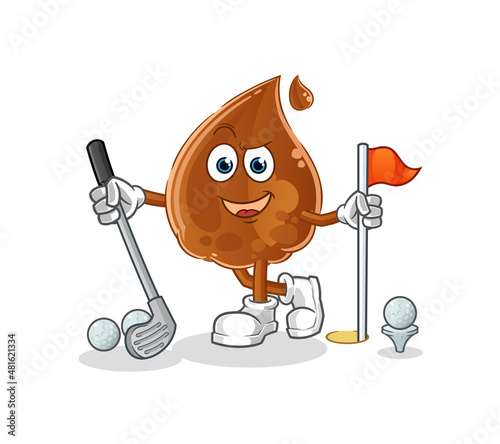 chocolate drop playing golf vector. cartoon character