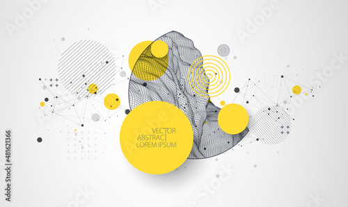 Trendy abstract wireframe background. Modern science or technology art elements. Surface illustration. Vector. photo