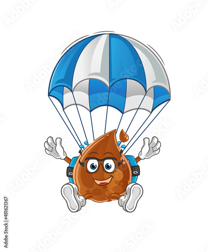 Fototapeta Naklejka Na Ścianę i Meble -  chocolate drop skydiving character. cartoon mascot vector