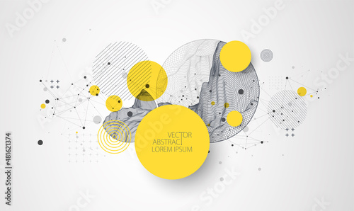 Trendy abstract wireframe background. Modern science or technology art elements. Surface illustration. Vector.